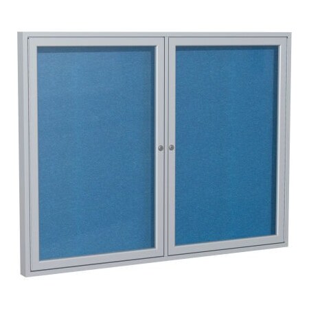 Ghent Ghent Enclosed Bulletin Board, Outdoor, 2 Door, 60"W x 48"H, Ocean Vinyl/Silver Frame PA24860VX-191